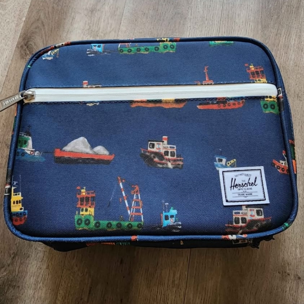 NEW. Herschel Supply Company Kids' Navy Lunch Box with Boat Print